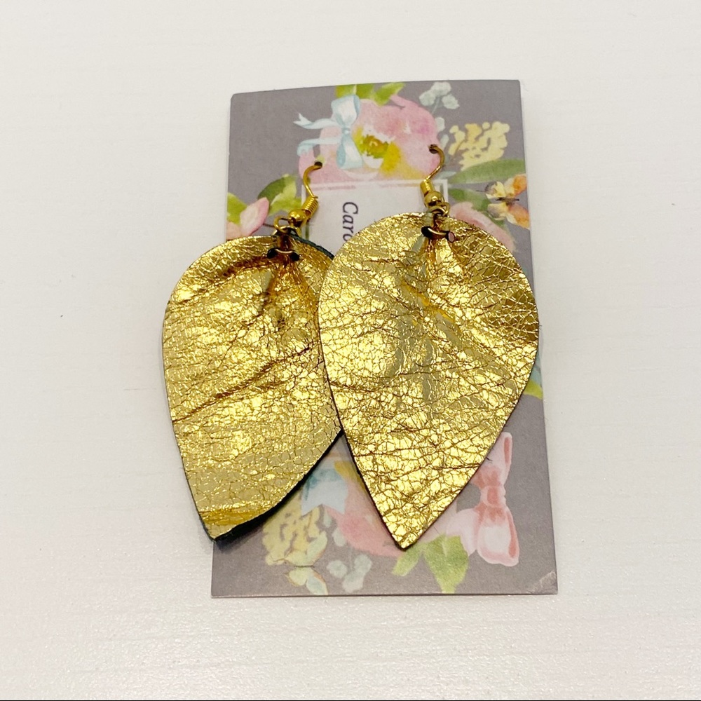 CCF Designs - Gold Leaf Fabric Earrings